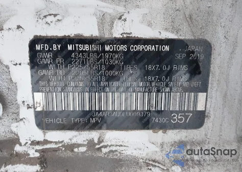 2020 Mitsubishi Outlander Sport 2.0 Es Awc из США, поврежденный, VIN JA4AR3AU0LU009379